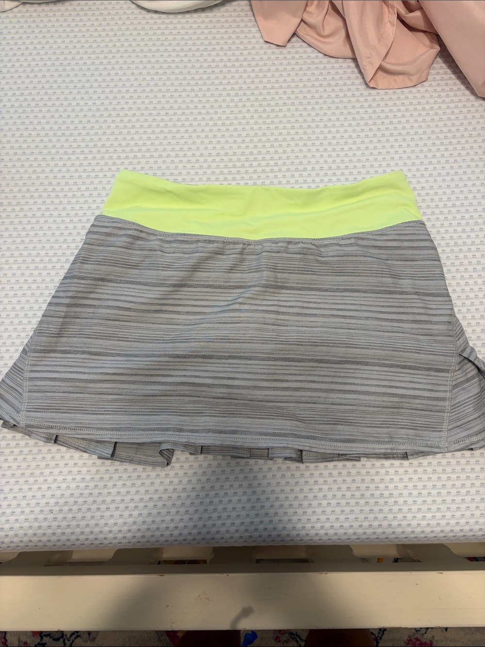 lululemon athletica Gray Striped Skirt with Neon Yellow Green Waistband